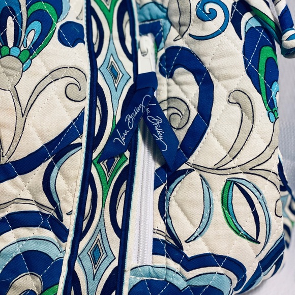 Vera Bradley Drawstring Backpack Blue White Green - Picture 11 of 16